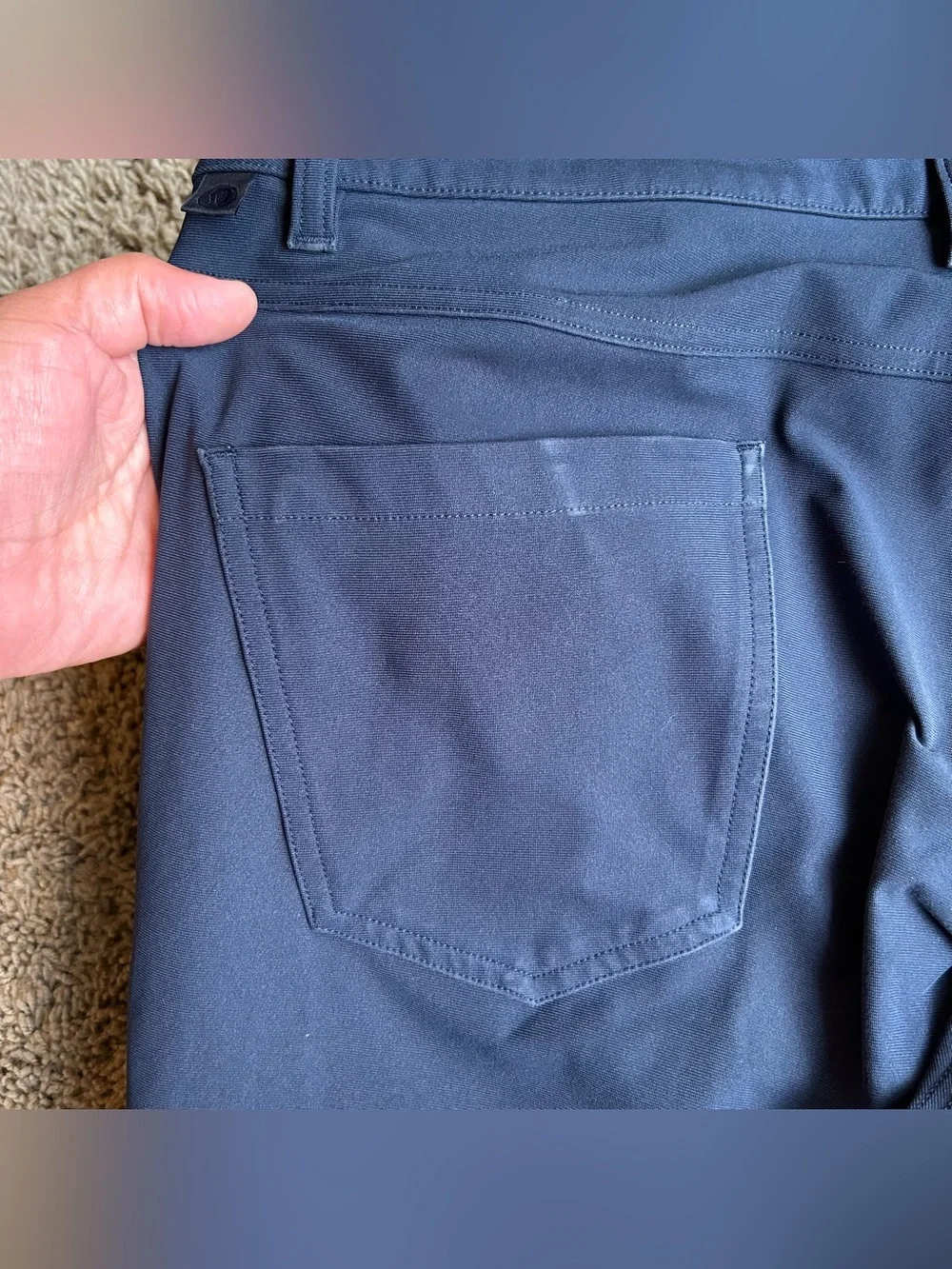 Lululemon ABC Pants Mens 33 (34x29) Classic Slim Navy Warpstreme 5 Pocket Chino